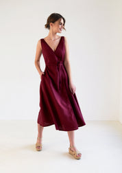Wrap sleeveless linen dress ROSIE