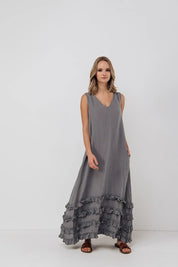 Grey Linen dress CAROLINE