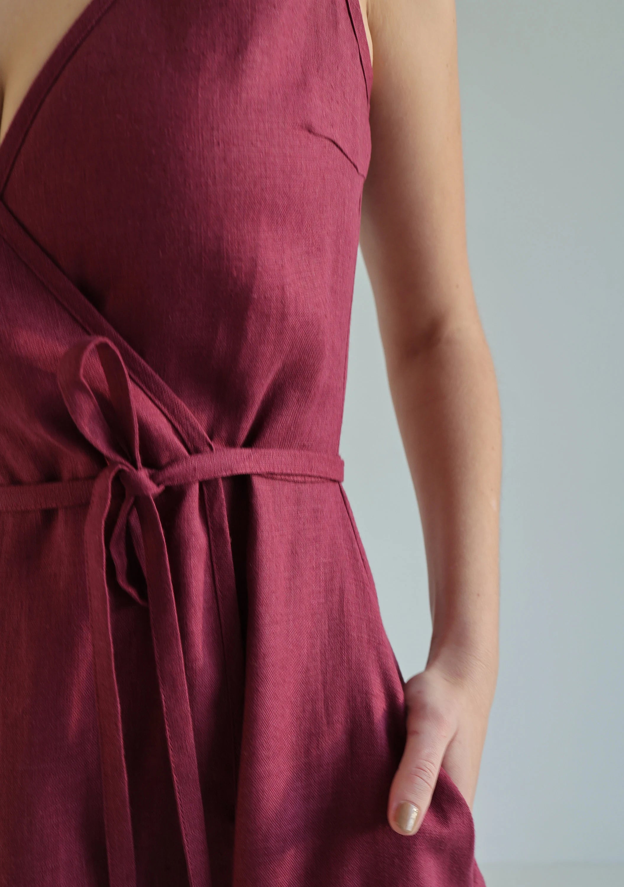 Wrap sleeveless linen dress ROSIE