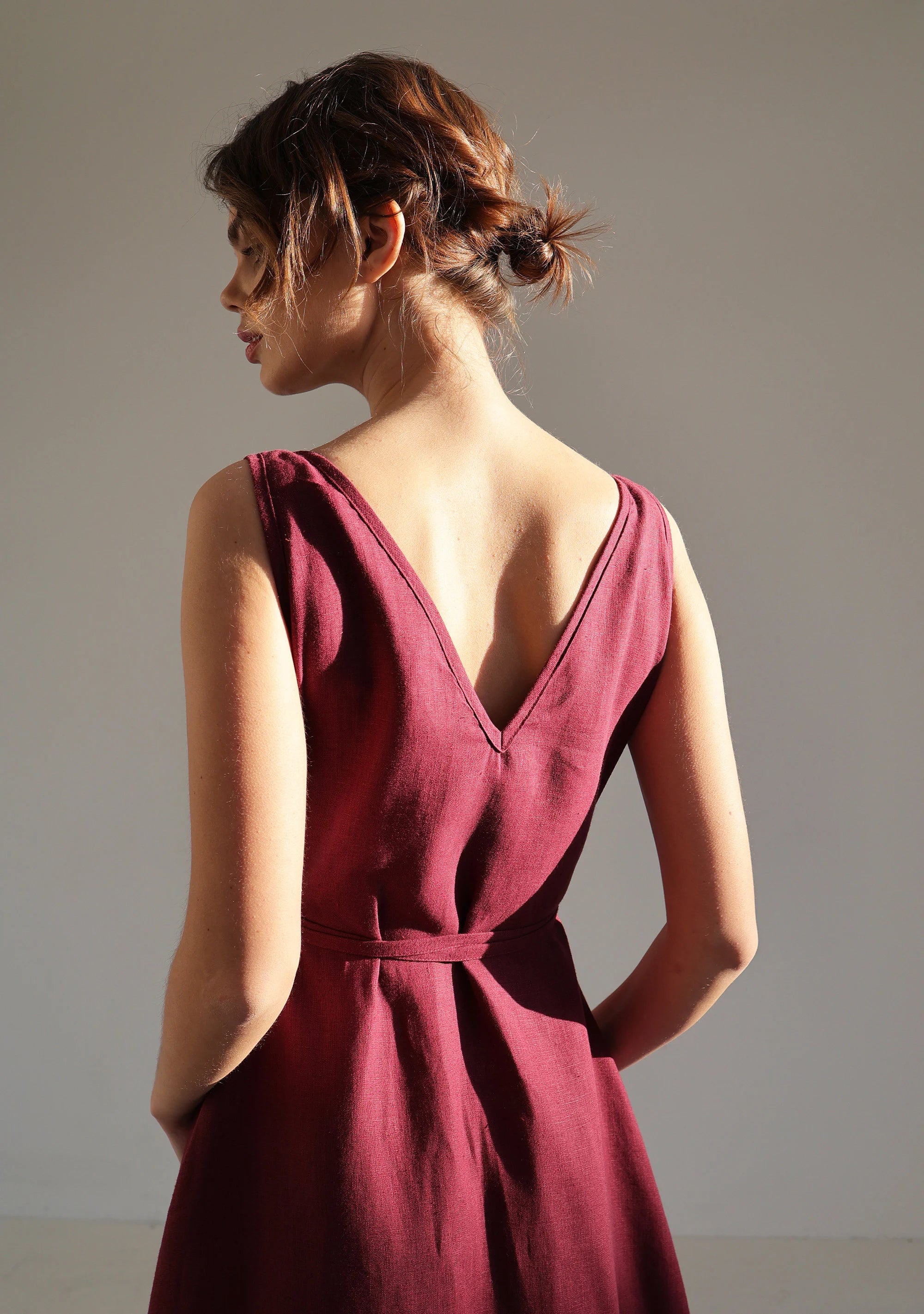 Wrap sleeveless linen dress ROSIE