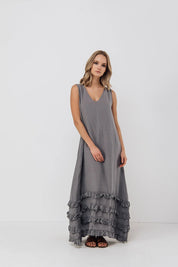 Grey Linen dress CAROLINE
