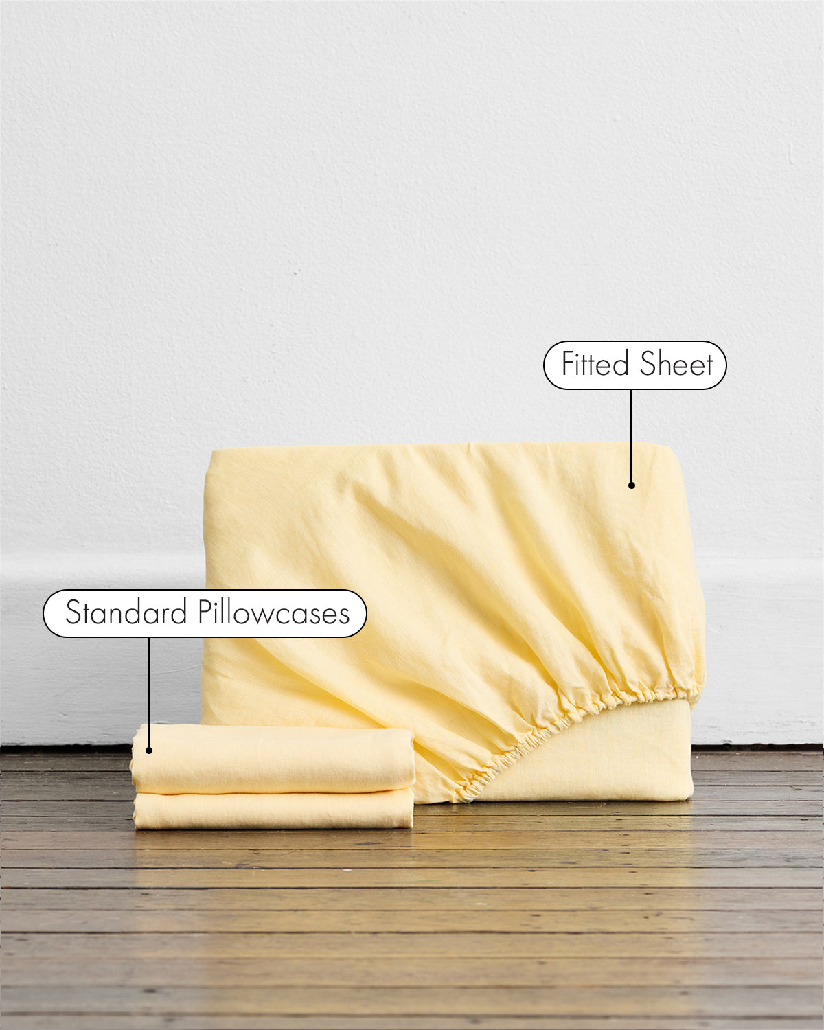 Limoncello 100% French Flax Linen Fitted Sheet Set