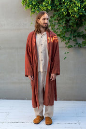 Men's Long Linen Robe