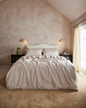 Oatmeal & White Stripe 100% Flax Linen Duvet Cover Sets