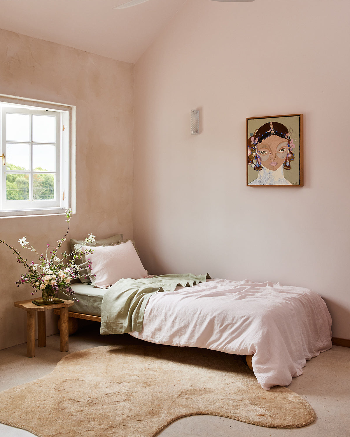 Sage 100% Flax Linen Fitted Sheet