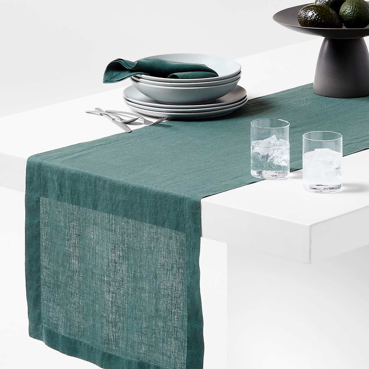 Pine Green Linen Table Runner