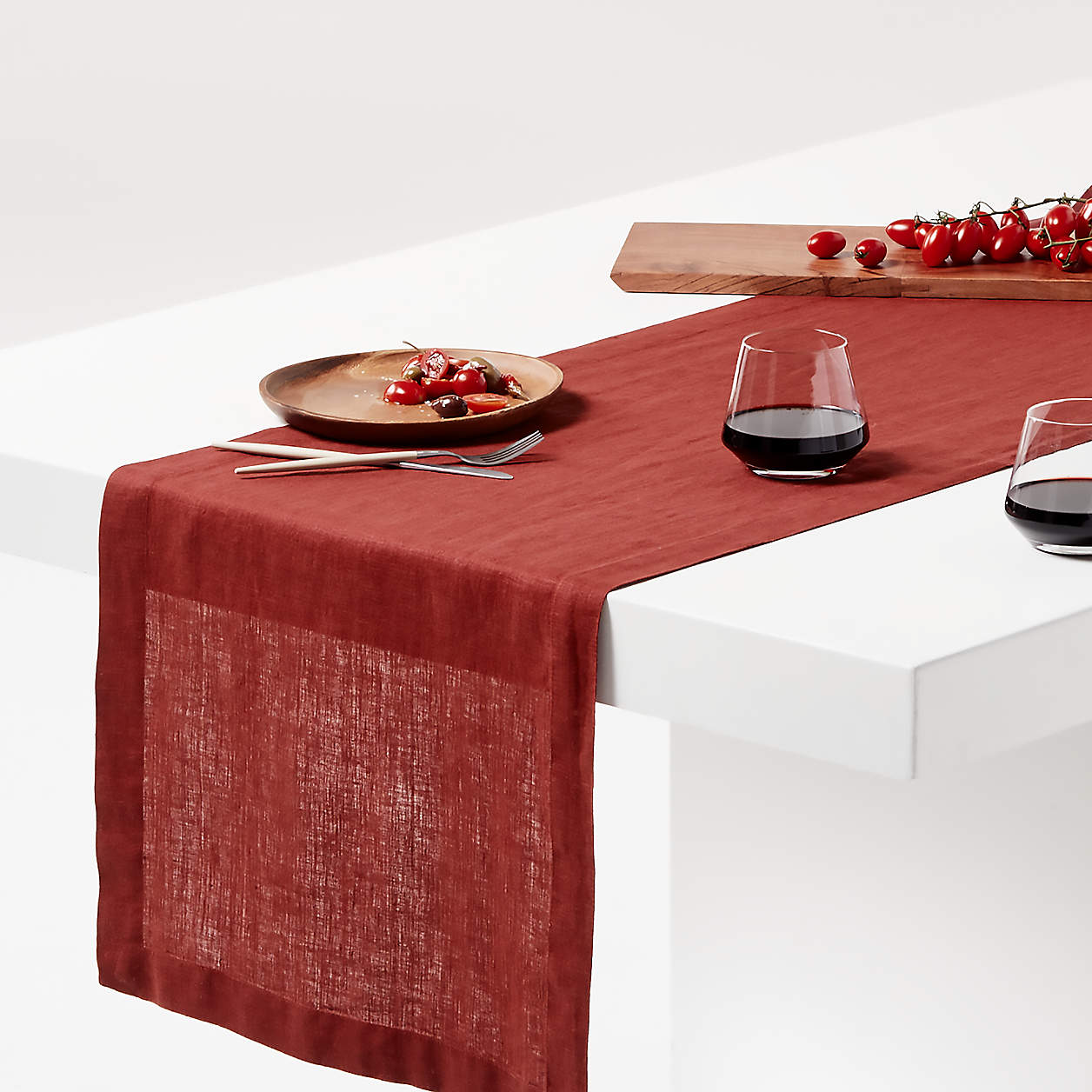 Plum Red Linen Table Runner