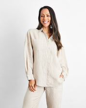 Sleepwear Linen Long Sleeve Shirt