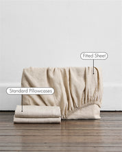 Oatmeal 100% French Flax Linen Fitted Sheet Set