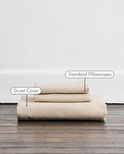 Oatmeal & White Stripe 100% Flax Linen Duvet Cover Sets