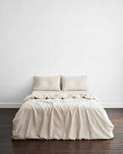 Oatmeal & White Stripe 100% Flax Linen Bedding Set
