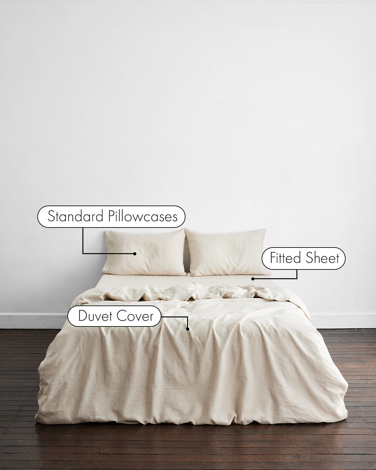 Oatmeal & White Stripe 100% Flax Linen Bedding Set