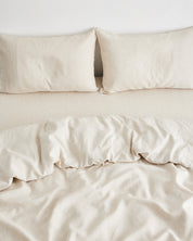 Oatmeal & White Stripe 100% Flax Linen Pillowcases (Set 2 pieces)