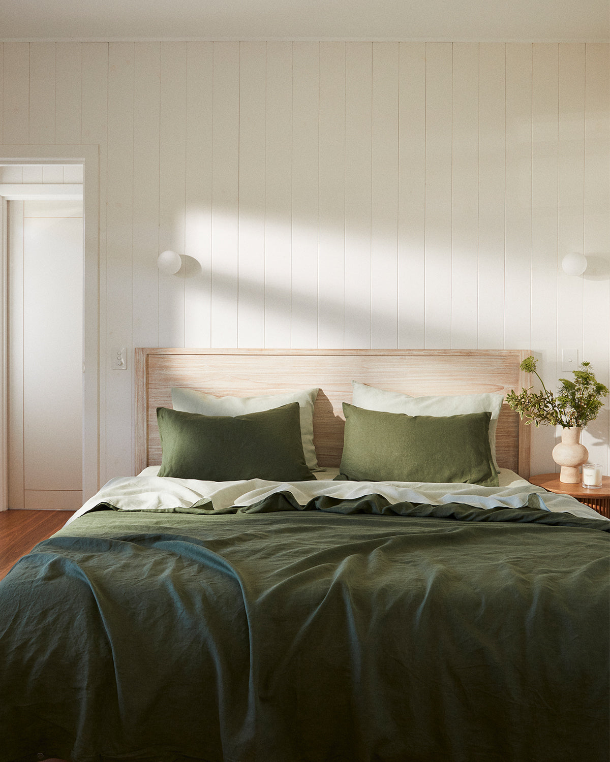 Olive 100% Flax Linen Pillowcases (Set 2 pieces)