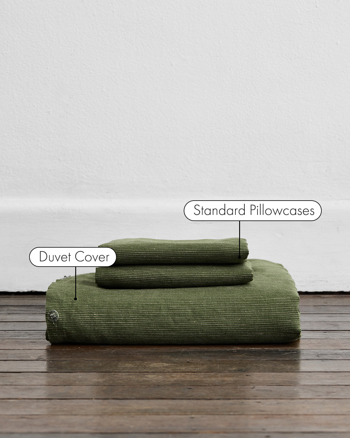 Olive Stripe 100% Flax Linen Duvet Cover Sets