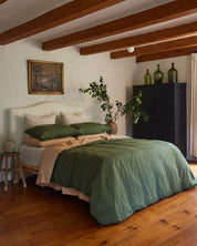 Olive Stripe 100% Flax Linen Duvet Cover Sets