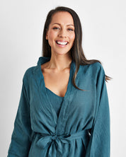 Women Linen Classic Robe