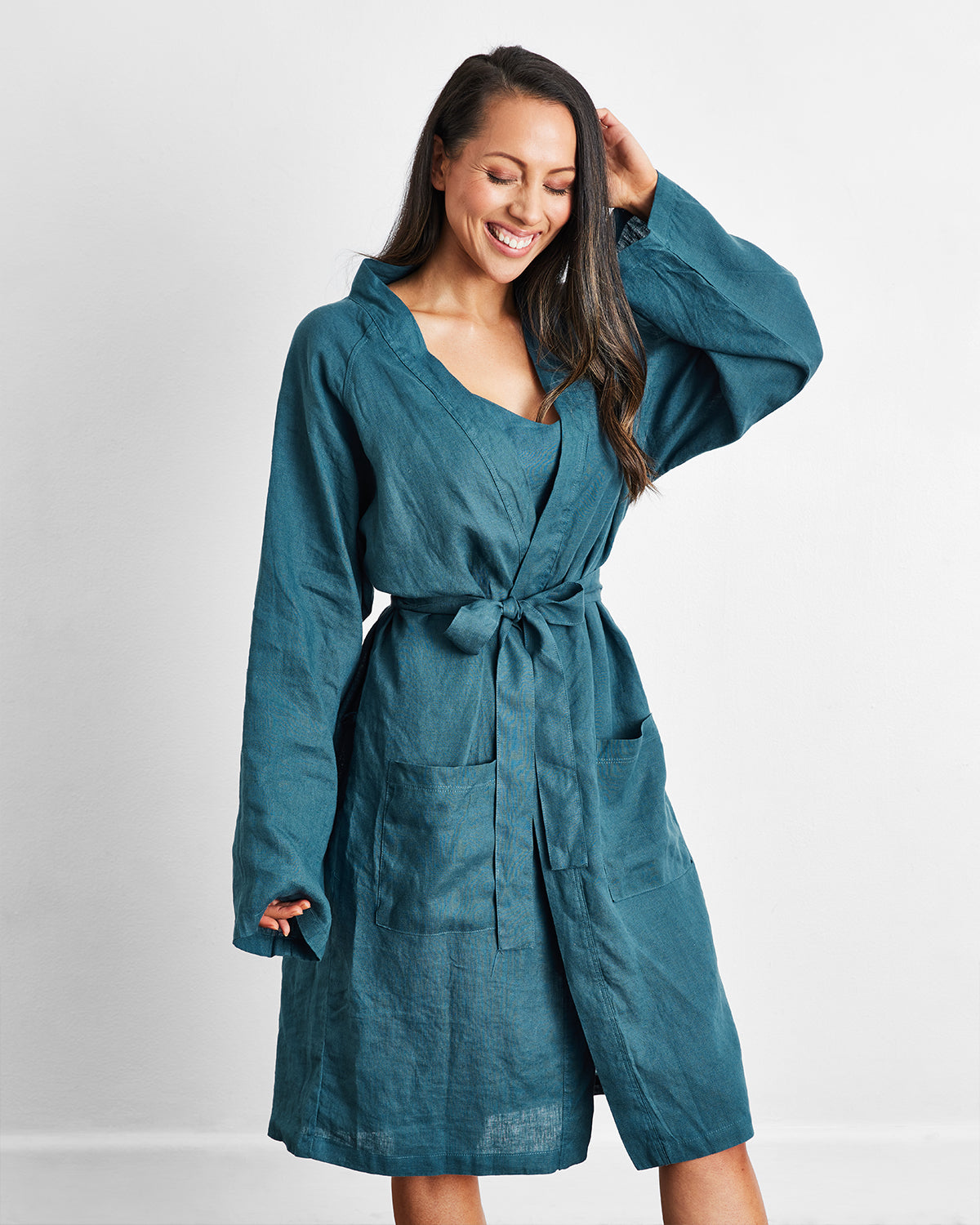 Women Linen Classic Robe