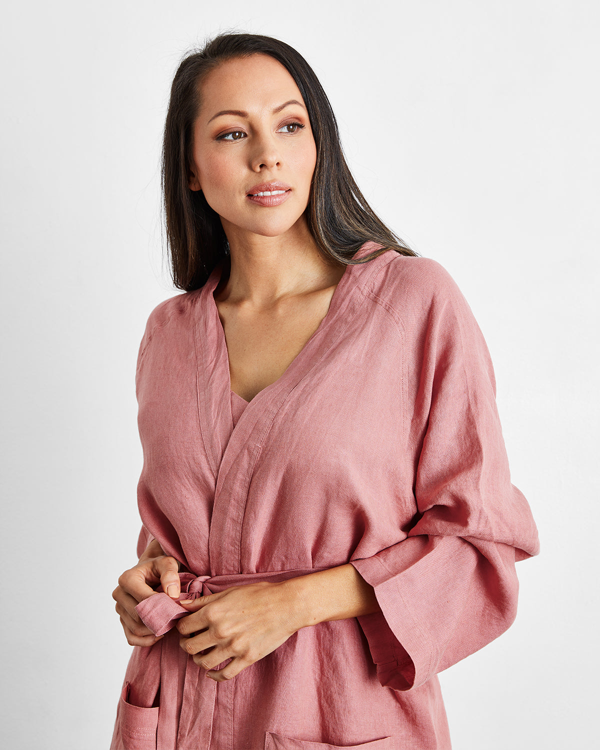 Women Linen Classic Robe