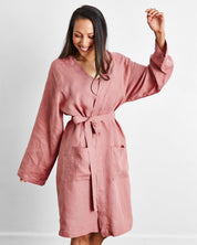 Women Linen Classic Robe