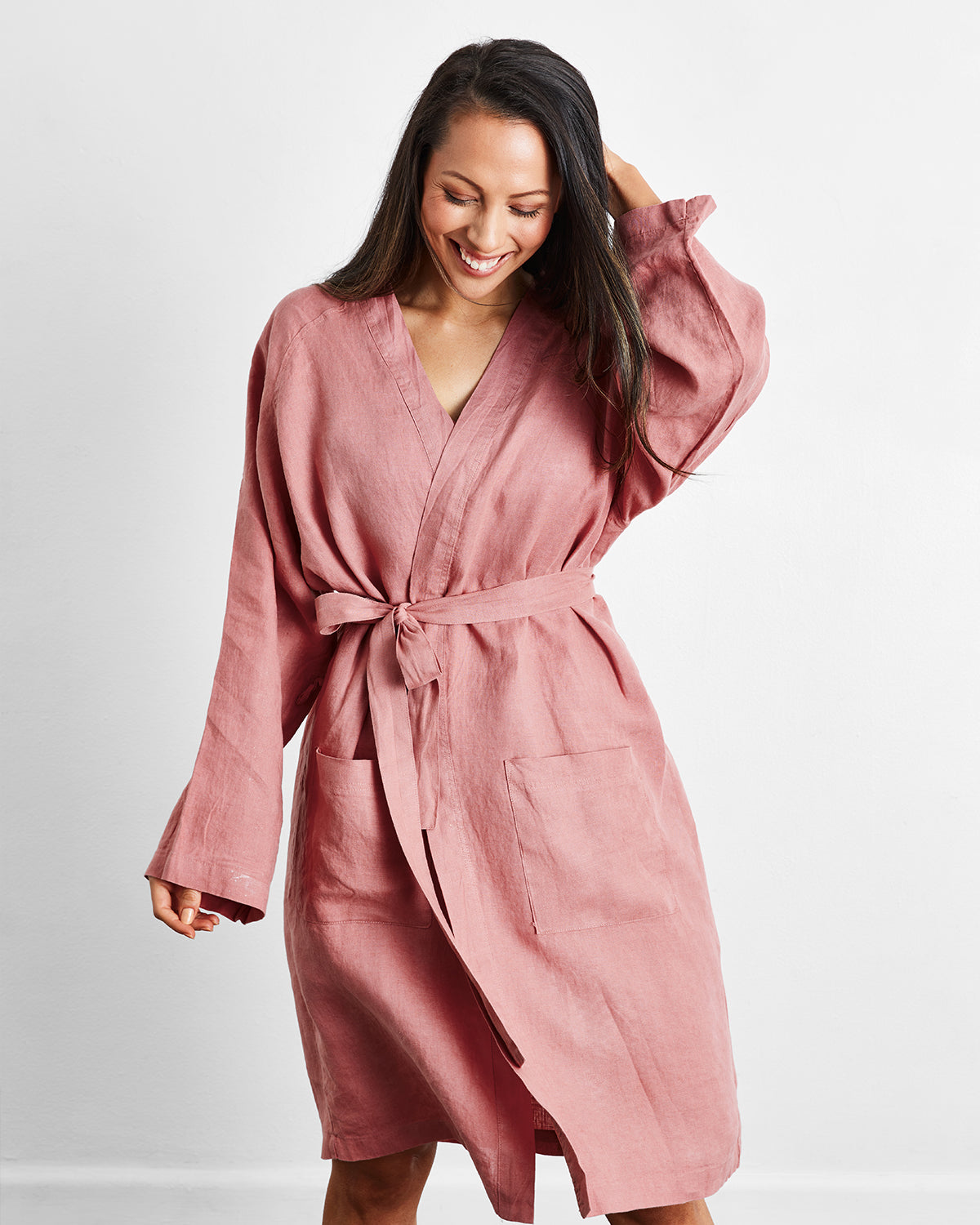 Women Linen Classic Robe