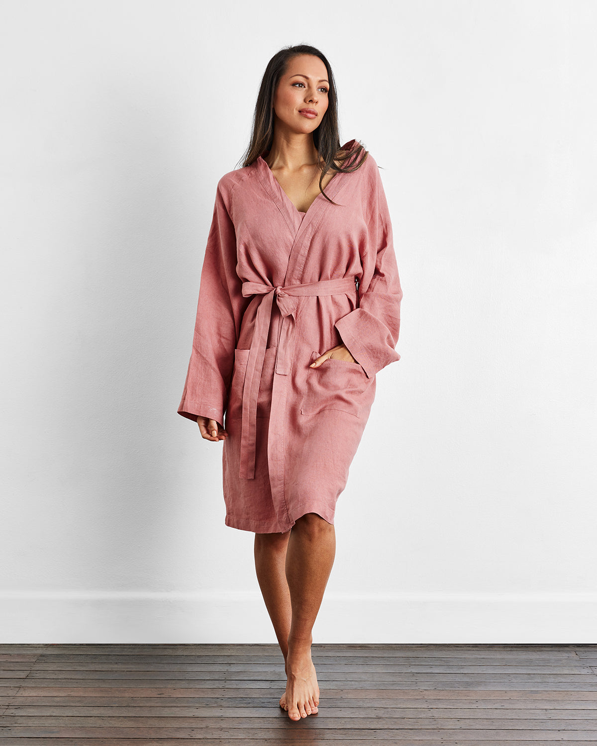 Women Linen Classic Robe