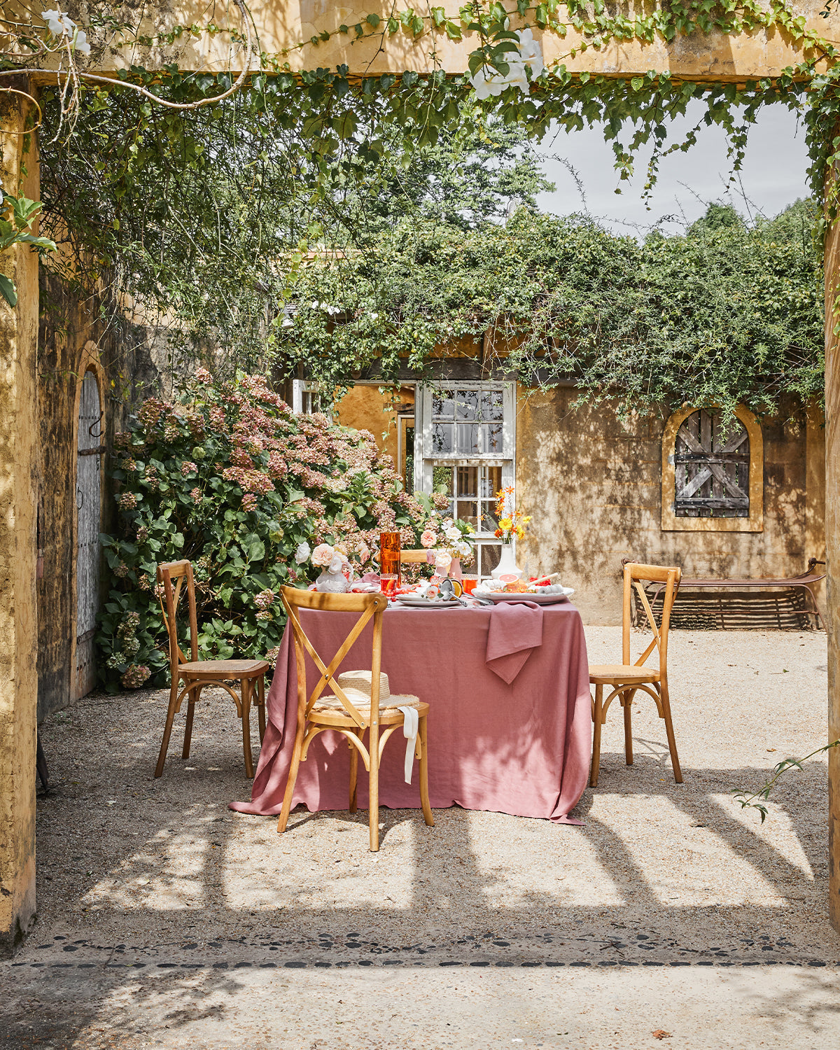 Linen Tablecloth in Pink Clay