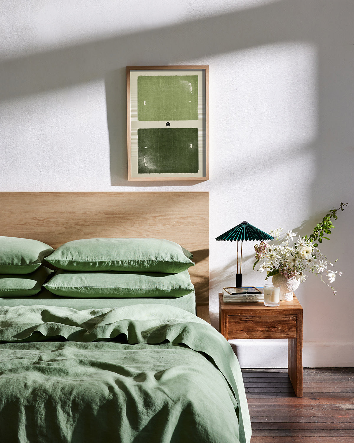 Pistachio 100% Flax Linen Fitted Sheet