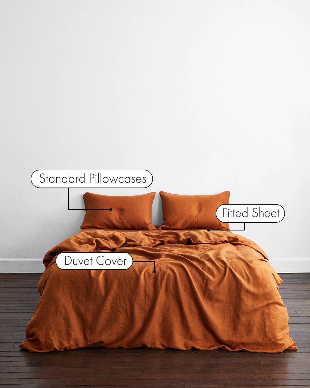 Rust 100% Flax Linen Bedding Set