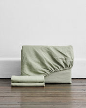 Sage 100% French Flax Linen Fitted Sheet Set