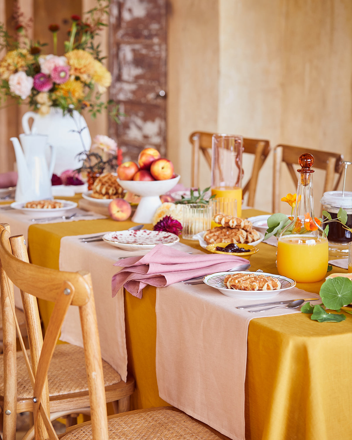 Linen Tablecloth in Turmeric
