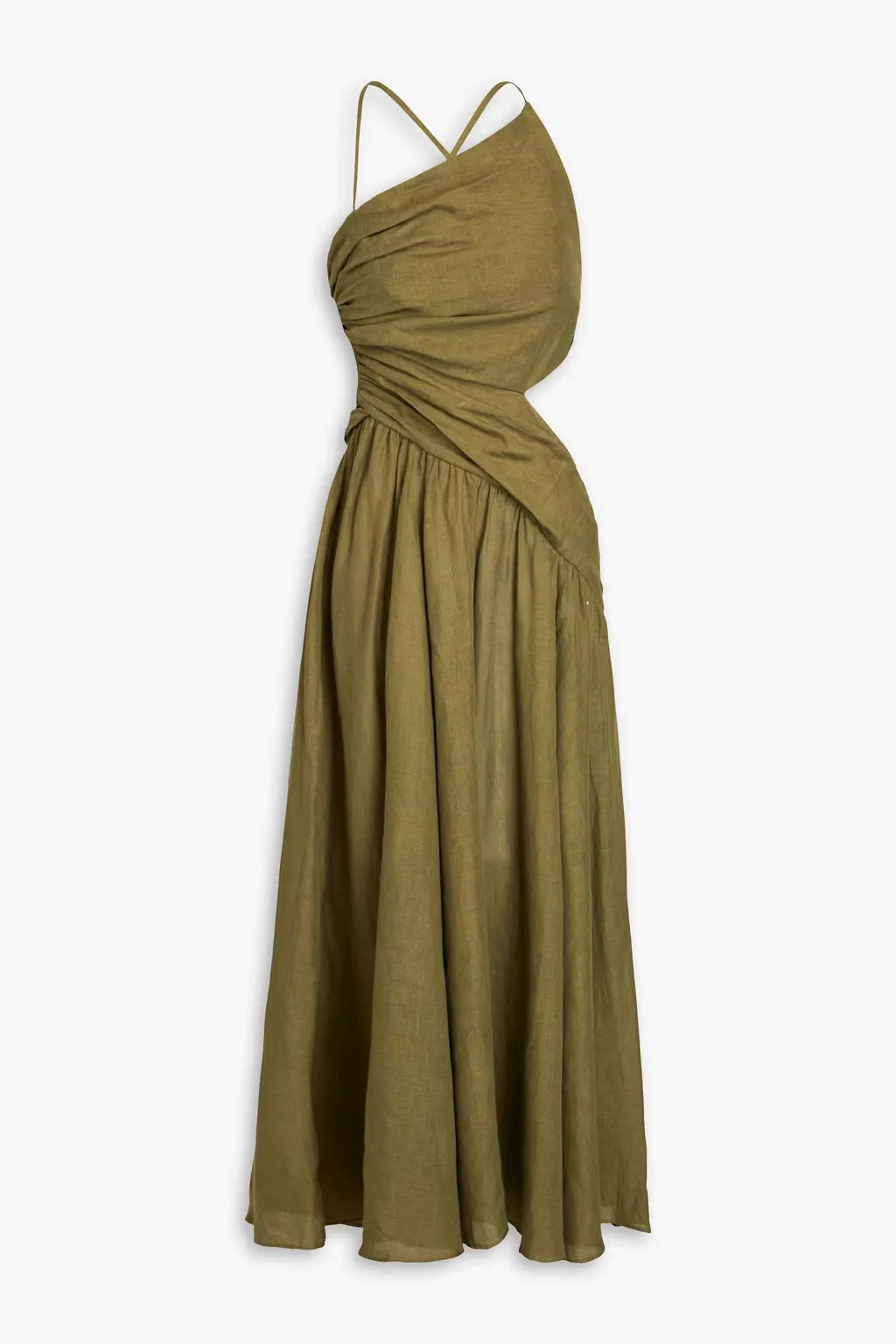 Cutout linen midi dress