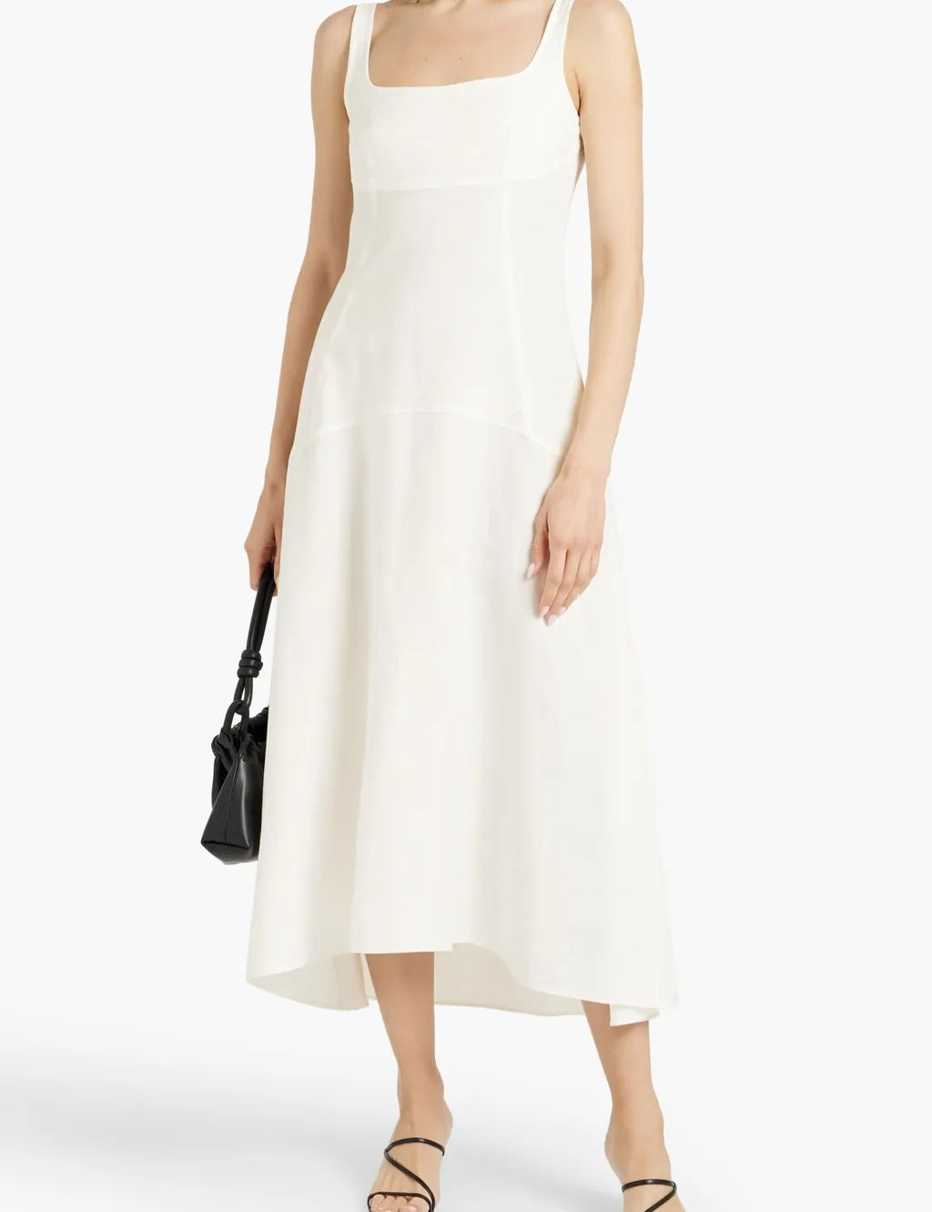 Black & White Linen Midi Dress