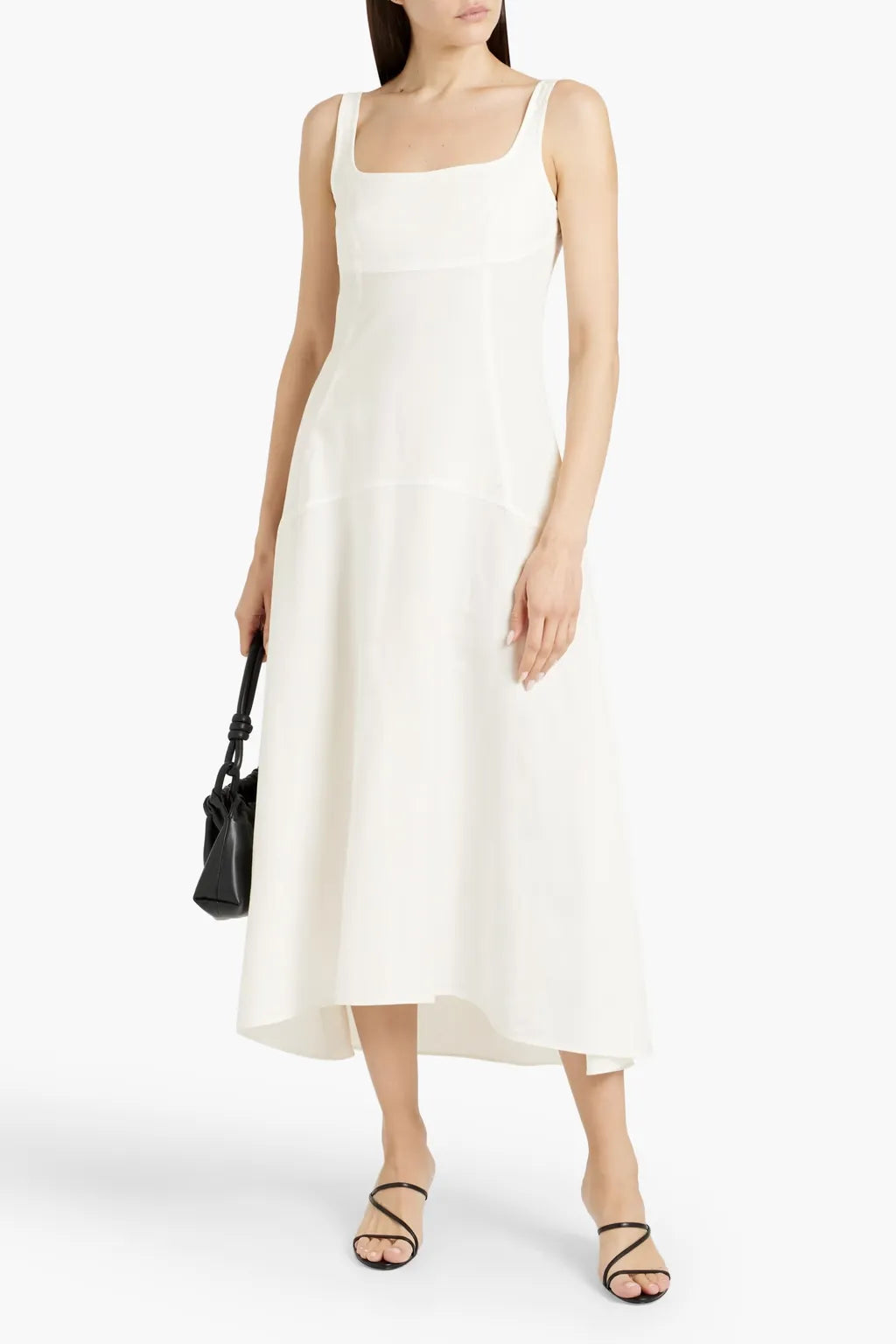 Black & White Linen Midi Dress