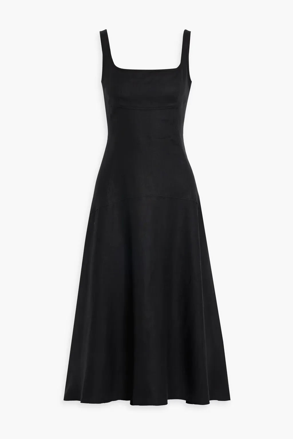 Black & White Linen Midi Dress