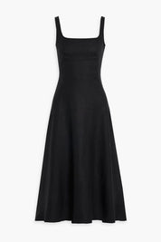 Black & White Linen Midi Dress