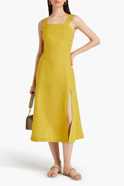 Premium Linen Maxi Shirt Dress