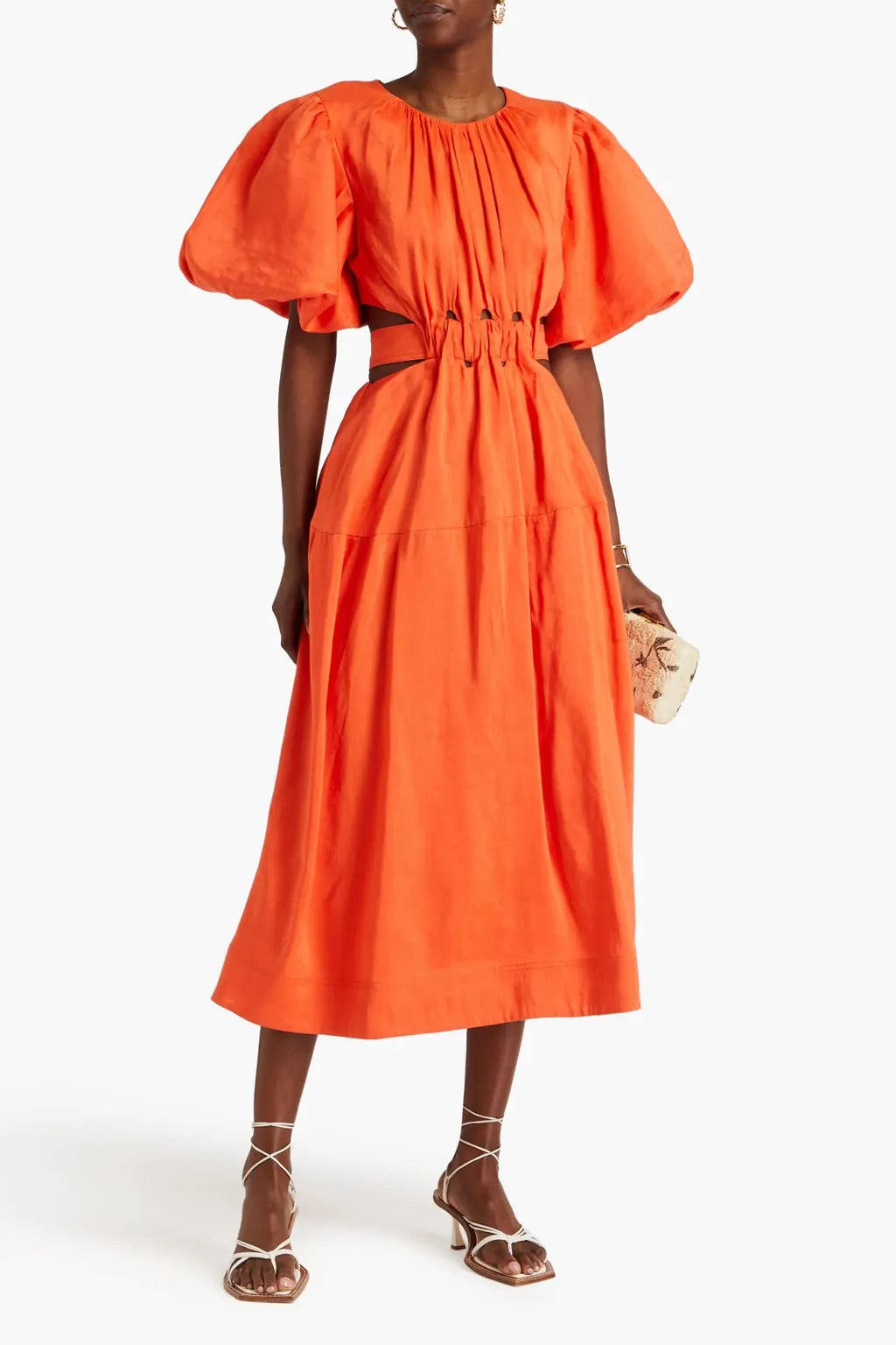 Cosette cutout linen-blend midi dress