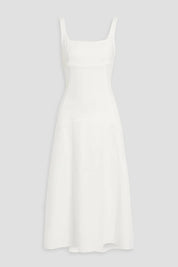 Black & White Linen Midi Dress