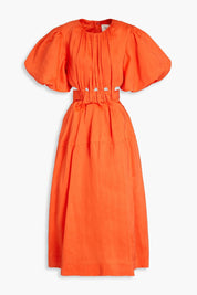 Cosette cutout linen-blend midi dress