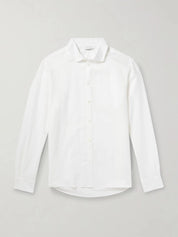 Cutaway-Collar Linen and Cotton-Blend Shirt