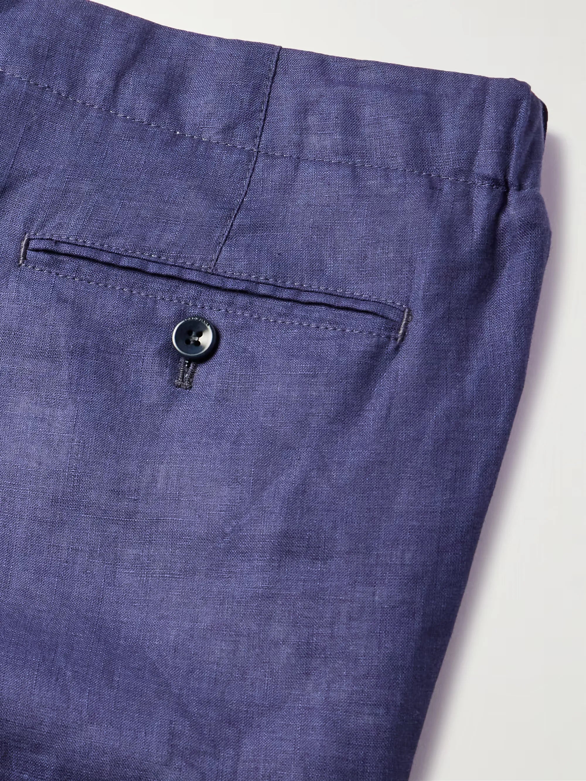 Straight-Leg Linen Drawstring Shorts