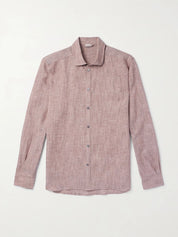 Cutaway-Collar Linen and Cotton-Blend Shirt