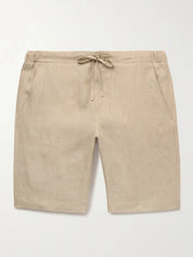 Straight-Leg Linen Drawstring Shorts