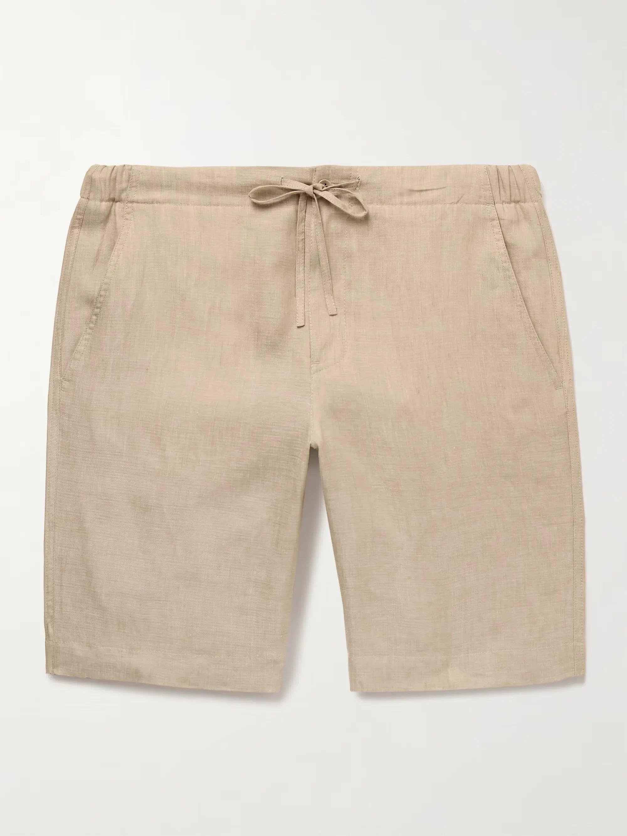 Straight-Leg Linen Drawstring Shorts