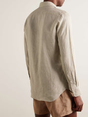 Men Linen Shirt in Beige