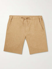Straight-Leg Linen Drawstring Bermuda Shorts