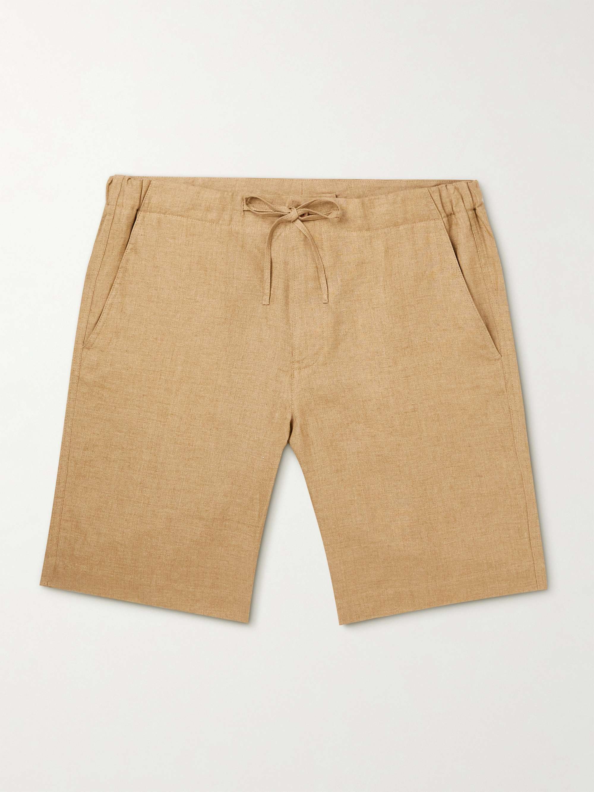 Straight-Leg Linen Drawstring Bermuda Shorts
