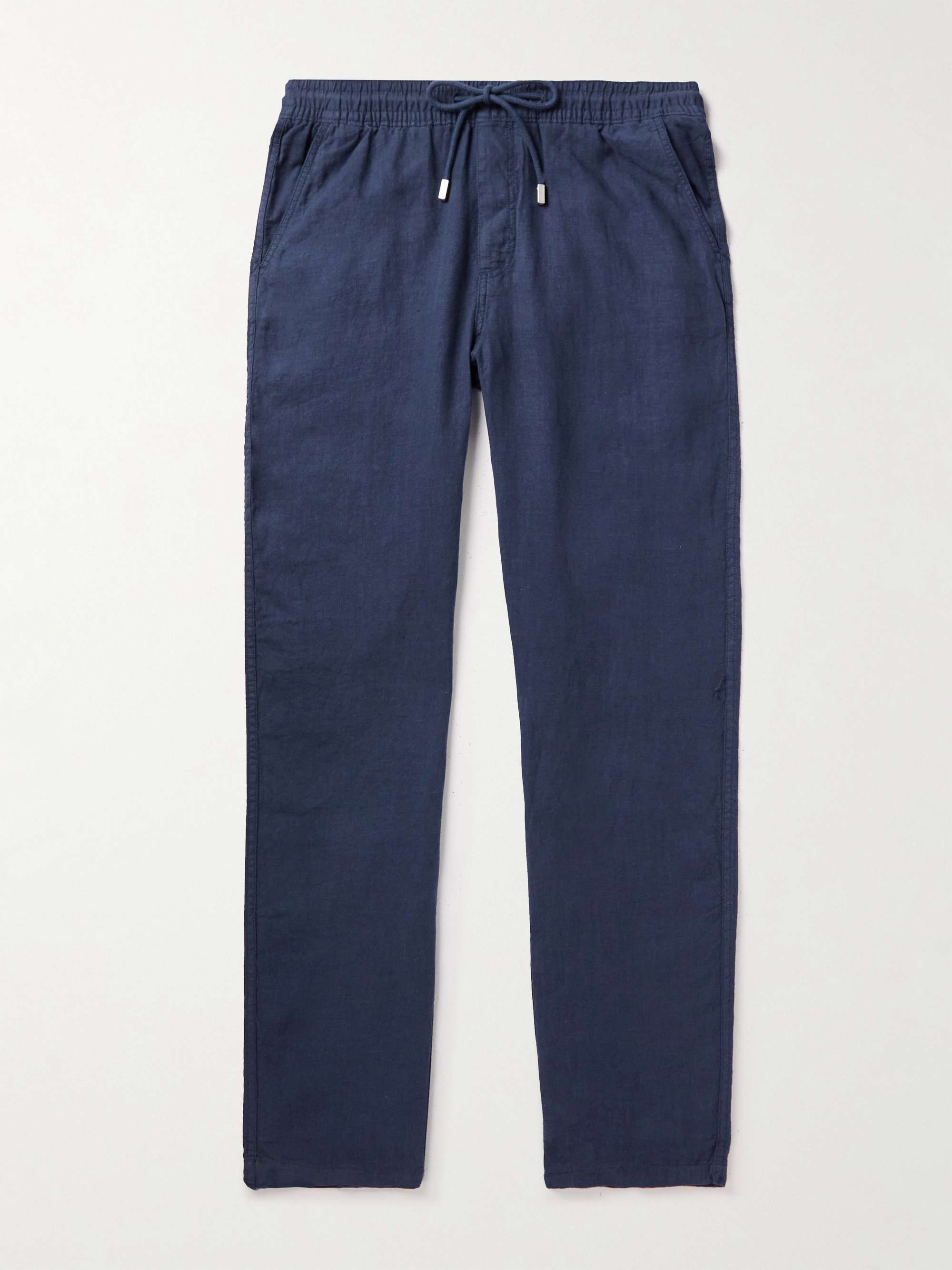 Straight-Leg Linen Drawstring Trousers
