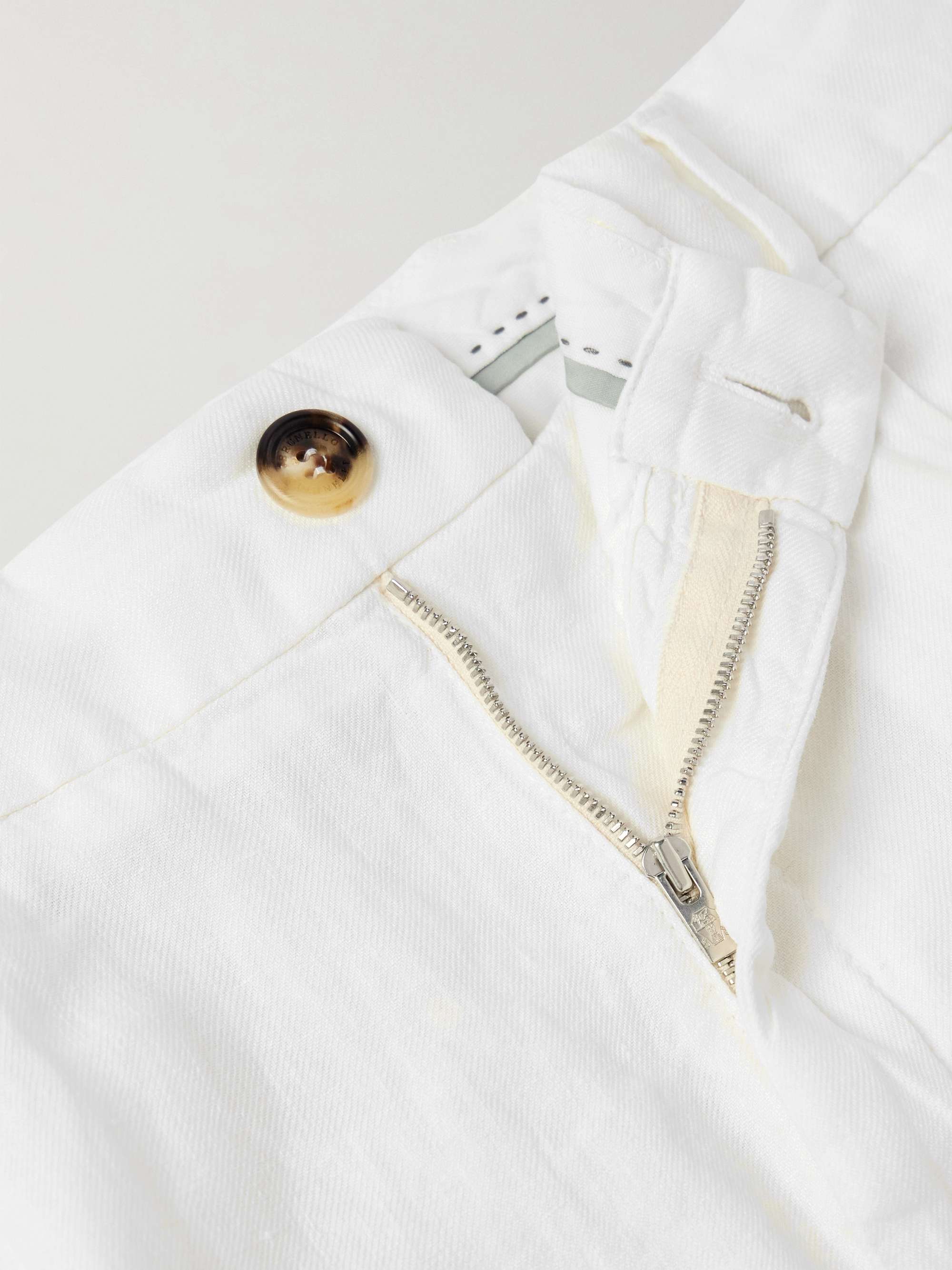 Straight-Leg Pleated Linen Bermuda Shorts